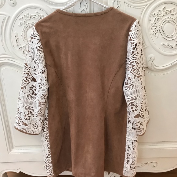 Chico’s Faux Suede & Lace Jacket, Chico’s Size 0 - Picture 5 of 8